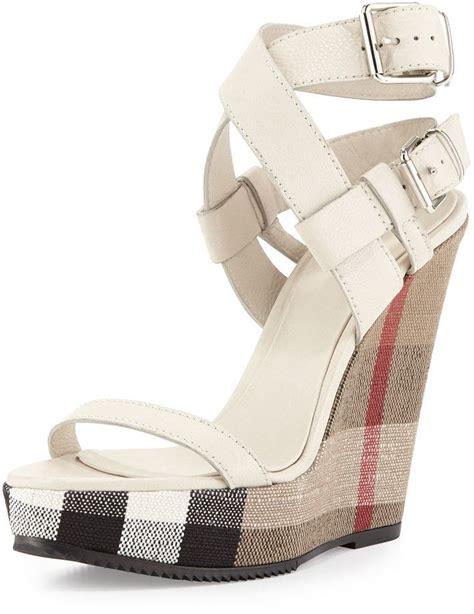 burberry white wedge sandals